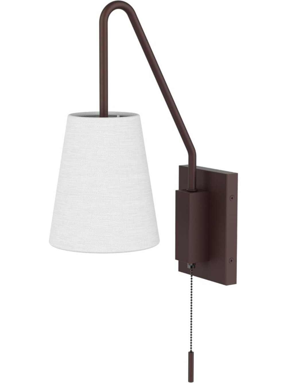 Adjustable Wall Sconce with Pull Chain, Hardwired Reading Lamp, Linen Shade